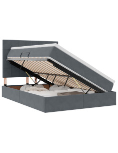 Letto con contenitore e LED Grigio scuro 140 x 200 cm Velluto 2