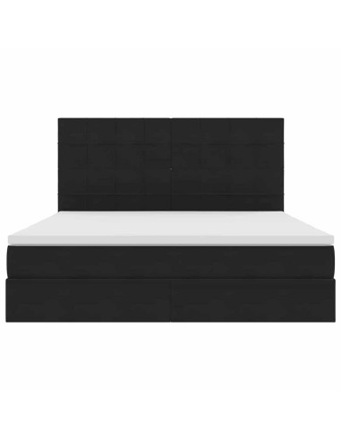 Letto con contenitore e LED con led Nero 180 x 200 cm Velluto