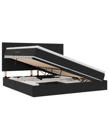 Letto con contenitore e LED con led Nero 200 x 200 cm Velluto