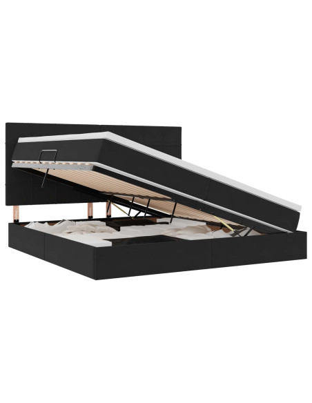 Letto con contenitore e LED con led Nero 200 x 200 cm Velluto