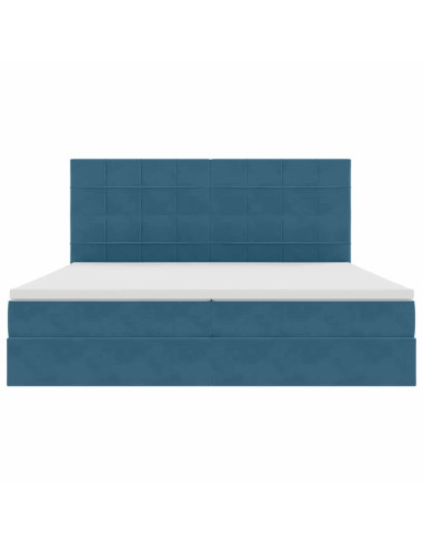 Letto con contenitore e LED Blu Scuro 200 x 200 cm Velluto