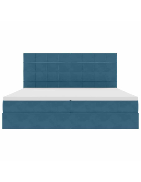 Letto con contenitore e LED Blu Scuro 200 x 200 cm Velluto