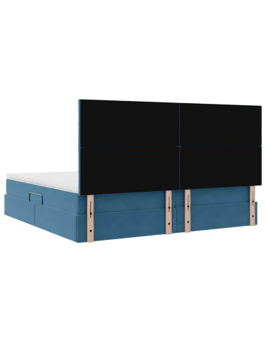 Letto con contenitore e LED Blu Scuro 200 x 200 cm Velluto