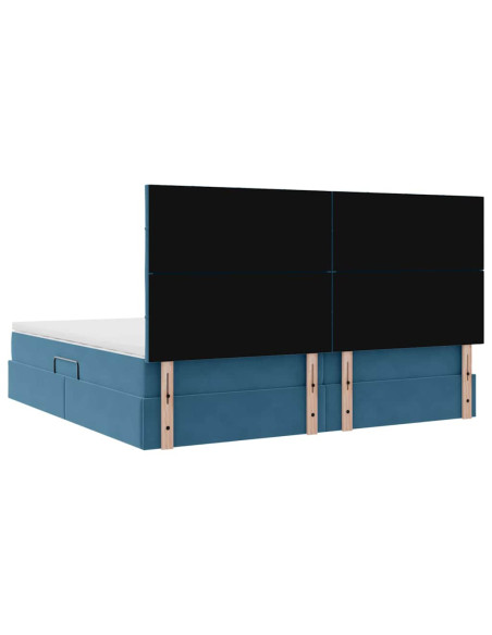 Letto con contenitore e LED Blu Scuro 200 x 200 cm Velluto