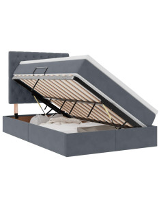 Letto con contenitore e LED Grigio scuro 120 x 200 cm Velluto 2