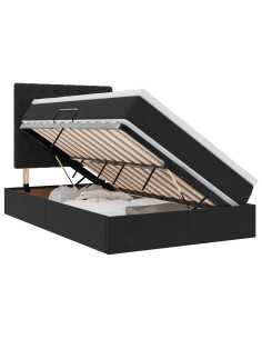 Letto con contenitore e LED con led Nero 120 x 200 cm Velluto 2