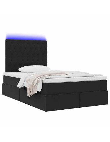 Letto con contenitore e LED con led Nero 120 x 200 cm Velluto