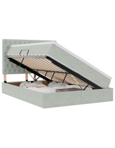 Letto con contenitore e LED Grigio chiaro 140 x 200 cm Velluto 2