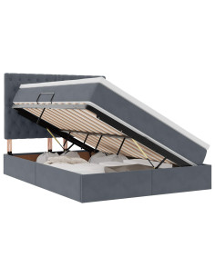 Letto con contenitore e LED Grigio scuro 140 x 200 cm Velluto 2