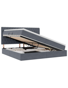 Letto con contenitore e LED Grigio scuro 200 x 200 cm Velluto 2