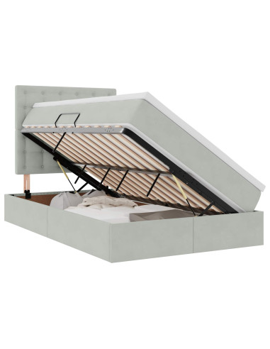 Letto con contenitore e LED Grigio chiaro 120 x 190 cm Velluto