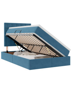 Letto con contenitore e LED con led Blu 120 x 190 cm Velluto 2