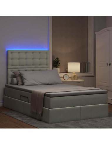 Letto con contenitore e LED Grigio chiaro 120 x 200 cm Velluto