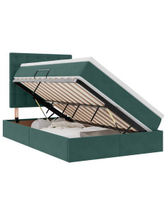 Letto con contenitore e LED Verde Scuro 120 x 200 cm Velluto 2