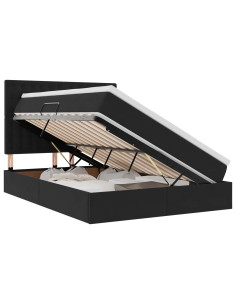 Letto con contenitore e LED con led Nero 140 x 190 cm Velluto 2