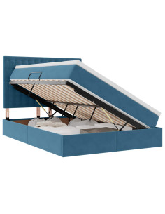Letto con contenitore e LED Blu Scuro 140 x 190 cm Velluto 2
