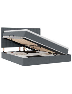 Letto con contenitore e LED Grigio scuro 160 x 200 cm Velluto 2
