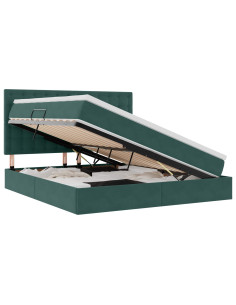 Letto con contenitore e LED Verde Scuro 180 x 200 cm Velluto 2