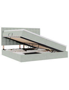 Letto con contenitore e LED Grigio chiaro 200 x 200 cm Velluto 2