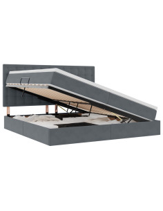 Letto con contenitore e LED Grigio scuro 200 x 200 cm Velluto 2