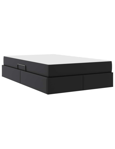 Letto con contenitore e materasso 2 pcs Nero Pelle