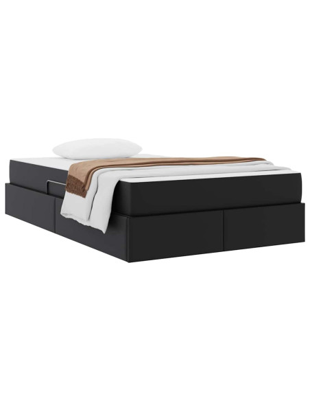 Letto con contenitore e materasso 2 pcs Nero Pelle