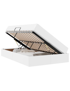 Letto con contenitore e materasso 2 pcs Bianco Pelle 2