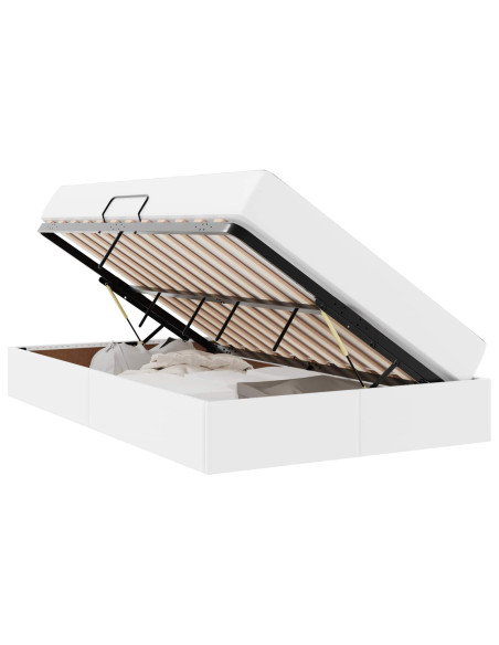 Letto con contenitore e materasso 2 pcs Bianco Pelle