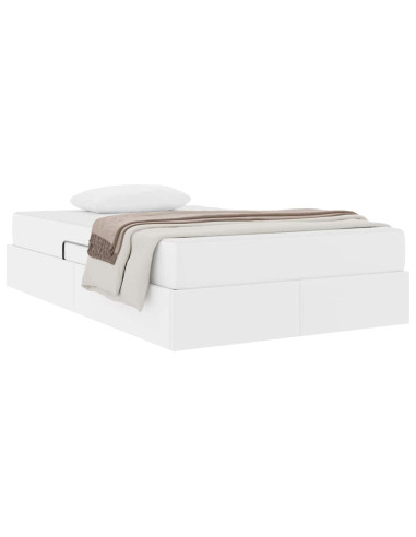 Letto con contenitore e materasso 2 pcs Bianco Pelle