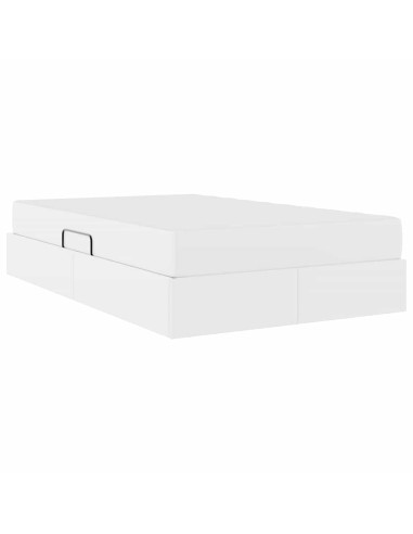 Letto con contenitore e materasso 2 pcs Bianco Pelle