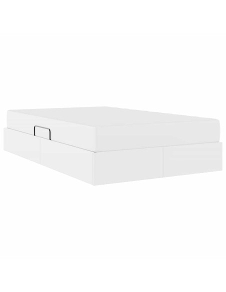 Letto con contenitore e materasso 2 pcs Bianco Pelle