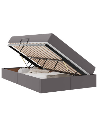 Letto con contenitore e materasso 2 pcs Grigio Pelle