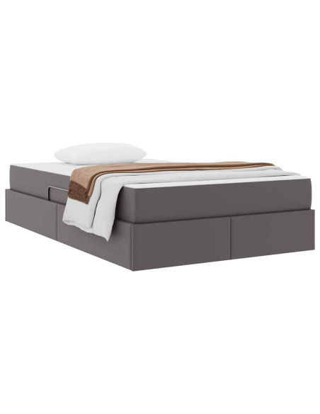 Letto con contenitore e materasso 2 pcs Grigio Pelle