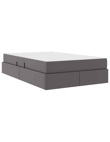 Letto con contenitore e materasso 2 pcs Grigio Pelle