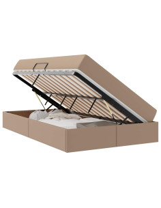 Letto con contenitore e materasso 2 pcs Cappuccino Pelle 2