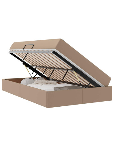 Letto con contenitore e materasso 2 pcs Cappuccino Pelle