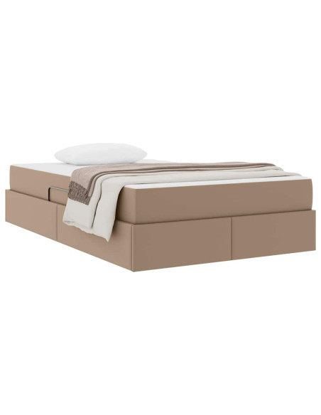 Letto con contenitore e materasso 2 pcs Cappuccino Pelle