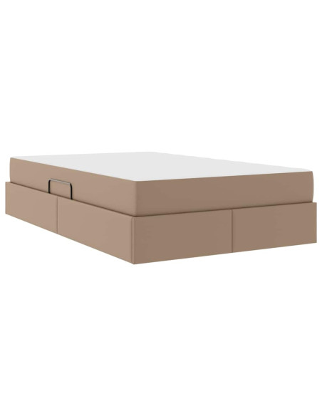 Letto con contenitore e materasso 2 pcs Cappuccino Pelle
