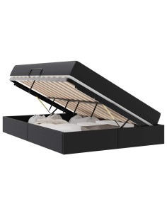 Letto con contenitore e materasso 2 pcs Nero Pelle 2