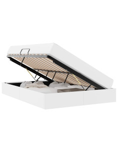 Letto con contenitore e materasso 2 pcs Bianco Pelle 2