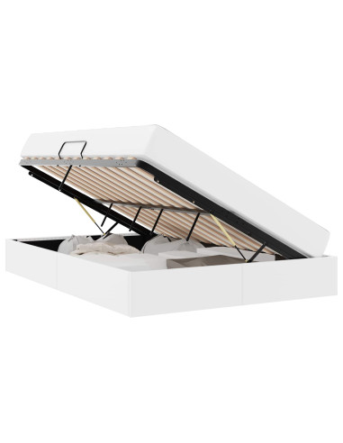 Letto con contenitore e materasso 2 pcs Bianco Pelle