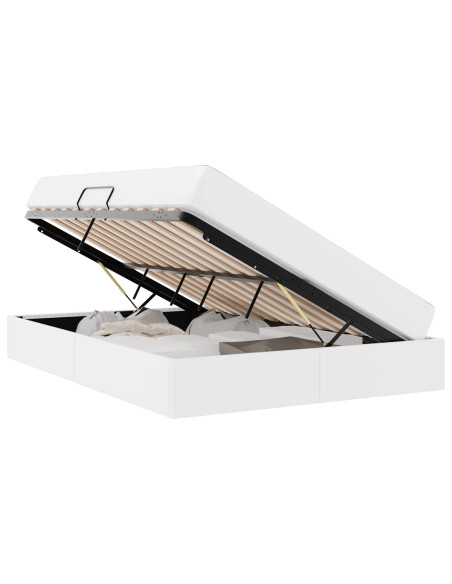 Letto con contenitore e materasso 2 pcs Bianco Pelle