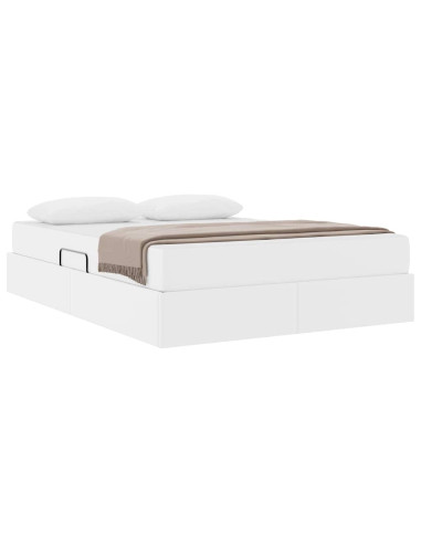 Letto con contenitore e materasso 2 pcs Bianco Pelle