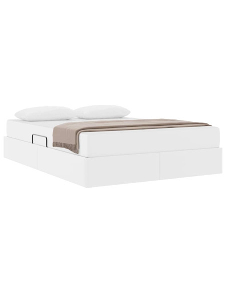Letto con contenitore e materasso 2 pcs Bianco Pelle