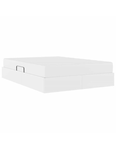 Letto con contenitore e materasso 2 pcs Bianco Pelle