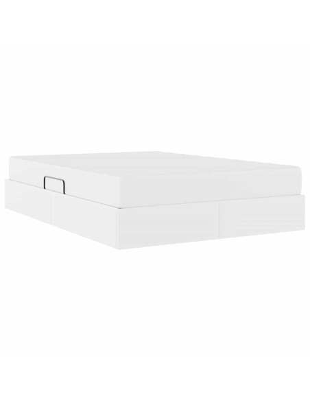 Letto con contenitore e materasso 2 pcs Bianco Pelle