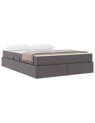 Letto con contenitore e materasso 2 pcs Grigio Pelle