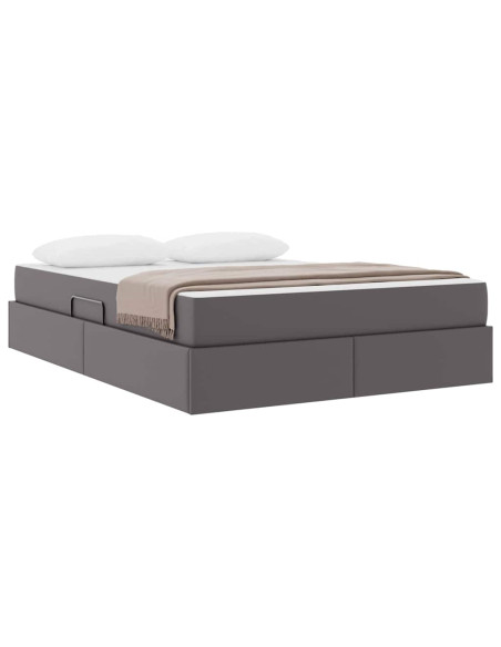 Letto con contenitore e materasso 2 pcs Grigio Pelle