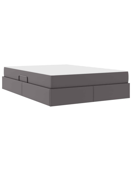 Letto con contenitore e materasso 2 pcs Grigio Pelle