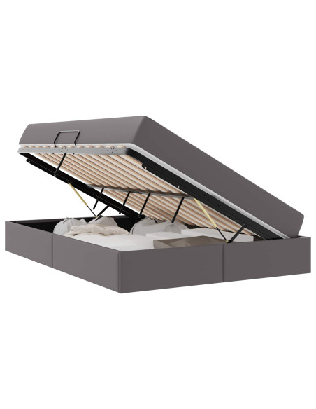 Letto con contenitore e materasso 2 pcs Grigio Pelle
